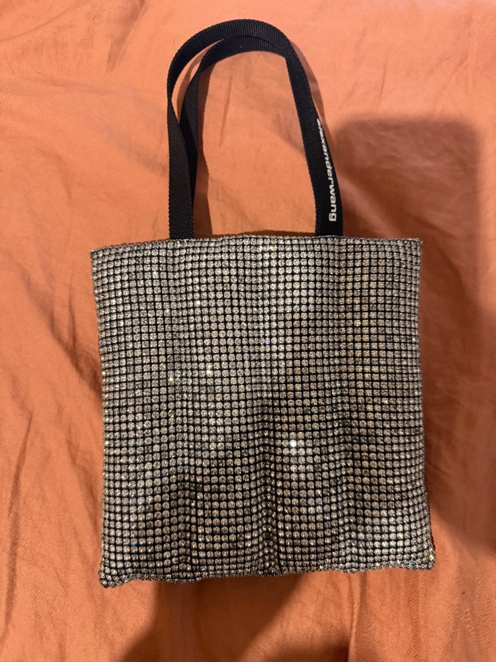 Alexander Wang Mesh Quilted Heiress Black Rhinestone Mini Tote Bag